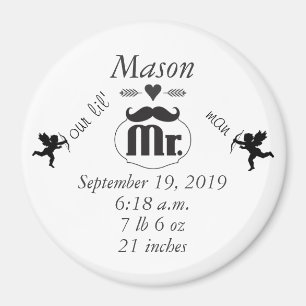 Mustache Lil Man Pojke Stats Magnet