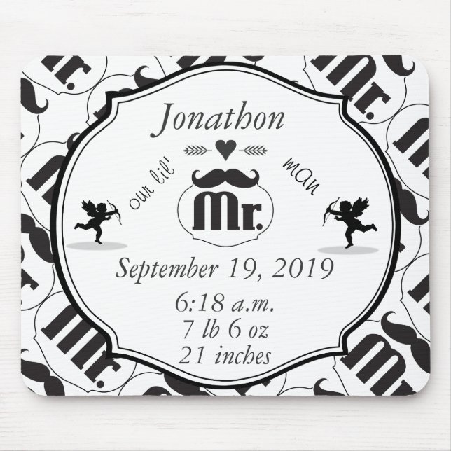 Mustache Lil Man Pojke Stats Musmatta (Framsidan)