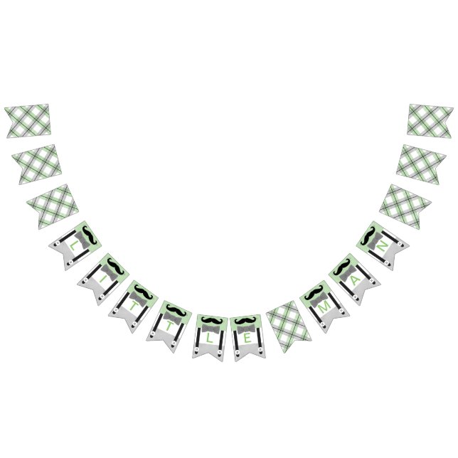 Mustache lille man grönt grått pojke dusch vimplar (Alla)