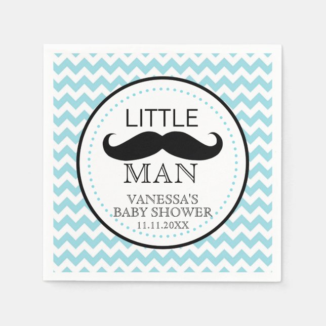 Mustache Lil'Little Man Baby Shower Theme Boy Pappersservett (Framsidan)