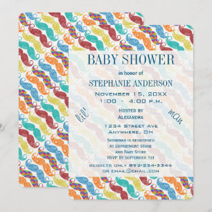 Mustache Lil'Man Retro Baby Shower Inbjudningar