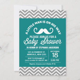 Mustache, liten babydusch inbjudningar