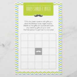 Mustache/Little Man Baby Shower Bingo Game Card Brevpapper