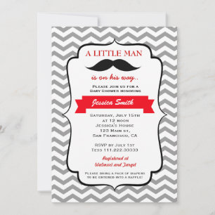 Mustache Little Man Baby Shower-inbjudan Inbjudningar