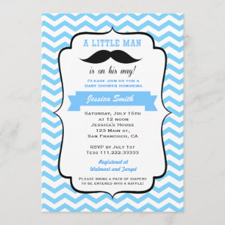 Mustache Little Man Baby Shower-inbjudan Inbjudningar