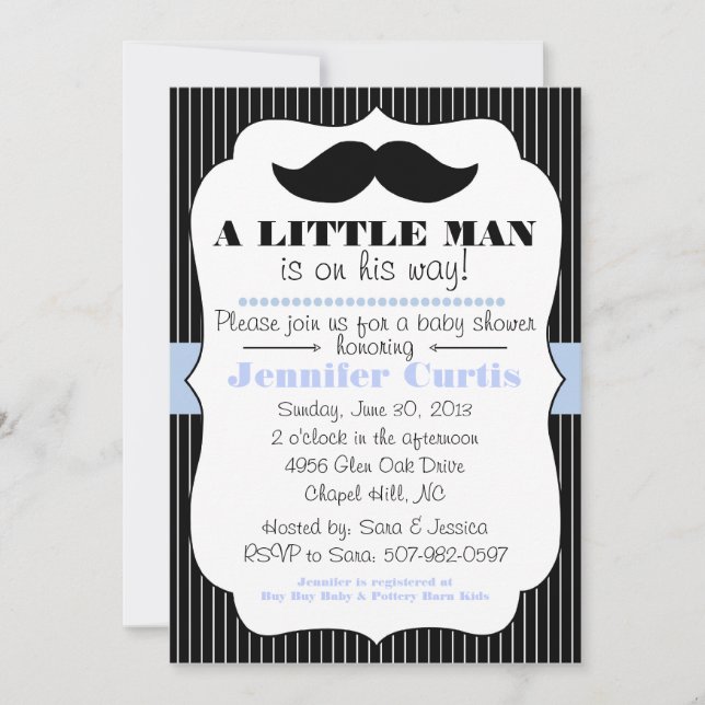 Mustache Little Man Baby Shower-inbjudan Inbjudningar (Framsida)