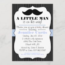 Mustache Little Man Baby Shower-inbjudan