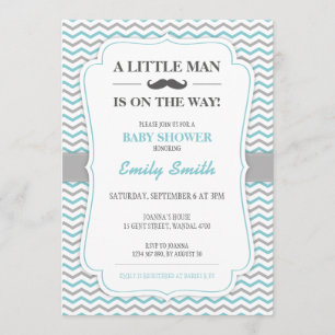 Mustache Little Man Baby Shower-inbjudan Inbjudningar