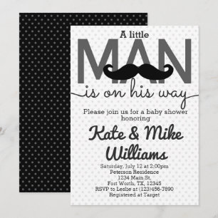 Mustache Little Man Baby Shower-inbjudan Inbjudningar