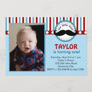 Mustache Little Man Birthday Call (Foto) Inbjudningar
