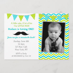 Mustache Little Man Birthday-inbjudningar Inbjudningar
