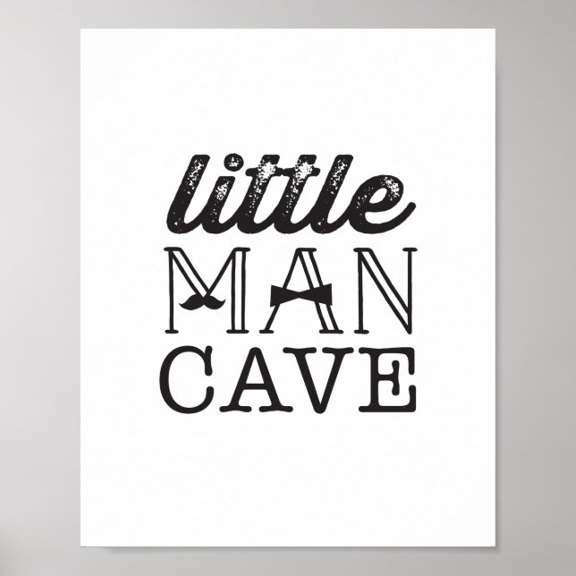 Mustache Little Man Cave Boy Baby Nursery Art Poster (Framsidan)