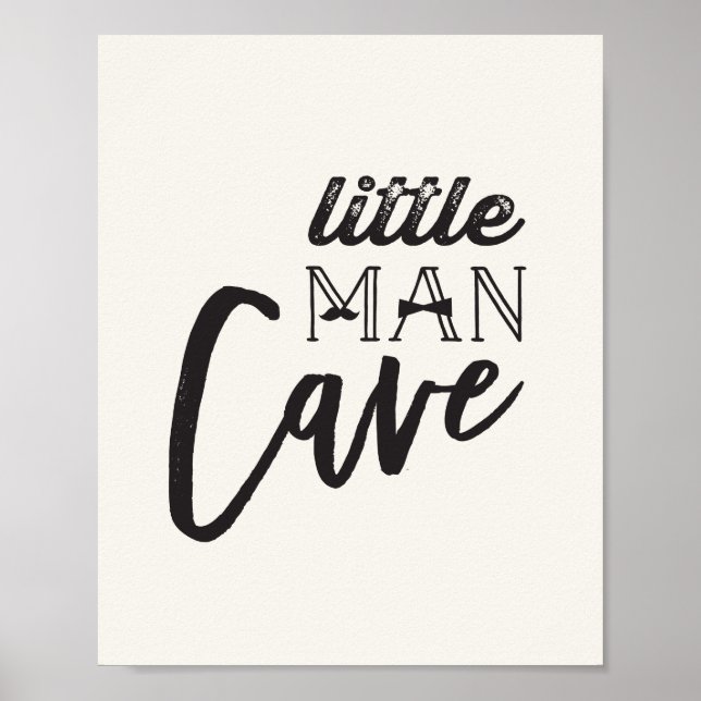 Mustache Little Man Cave Boy Baby Nursery Art Poster (Framsidan)