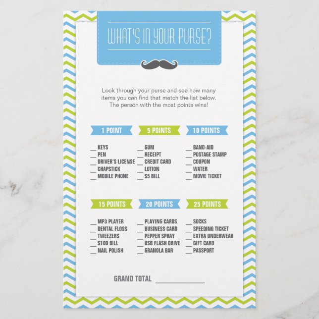 Mustache/Little Man What's in your Purse Game (Framsida)