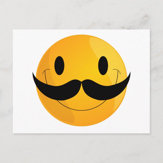 Mustache Lycklig Ansikte Emoji Vykort (Framsida)