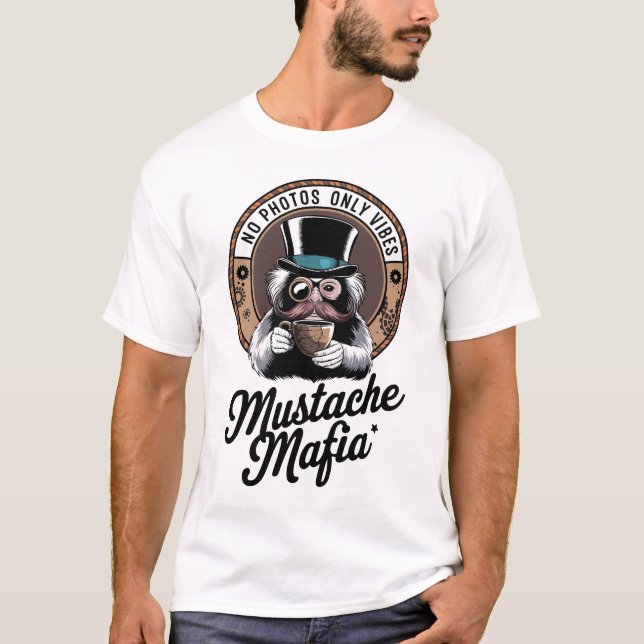 Mustache Mafia Vibes - Steampunk Tamarin T Shirt (Framsida)