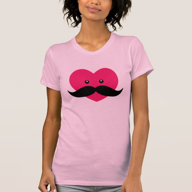 Mustache med sött rosa hjärta tröja (Framsida)