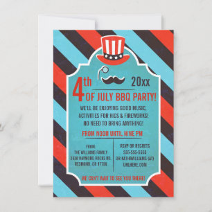 Mustache Monocle 4:e juli-partiets inbjudningar
