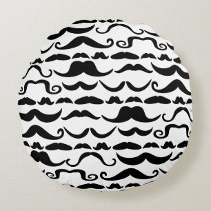Mustache Mönster Rund Kudde