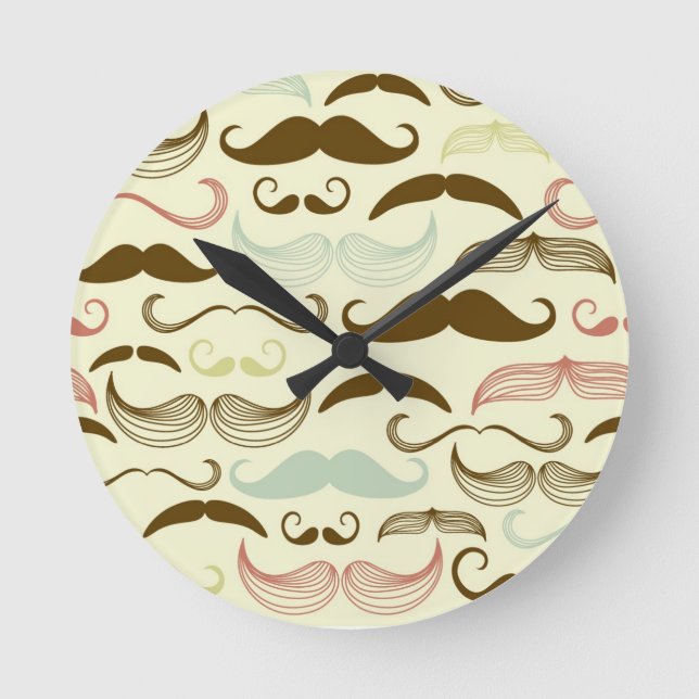 Mustache mönster, stil 4 rund klocka (Framsida)