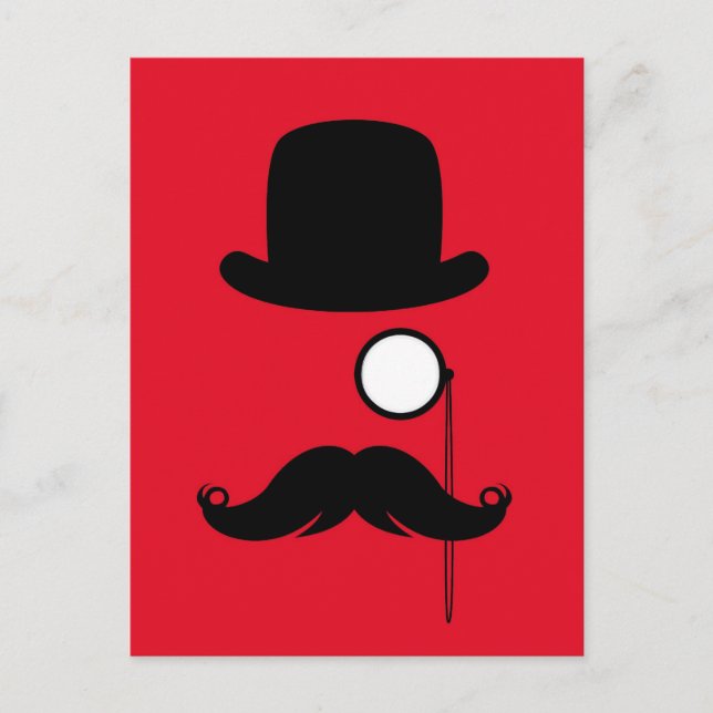 Mustache Moustache Stache Man with Glasses Vykort (Framsida)