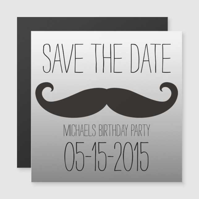 Mustache / Mustache / Schnurrbart + din text Magnetisk Inbjudningskort (Fram/baksida)