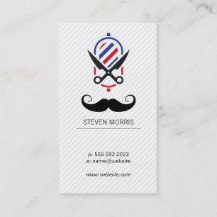Mustache och Barber Pole Scissors Visitkort