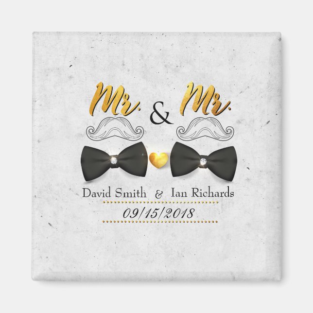 Mustache och böj för Mr och Mr. Magnet (Framsidan)