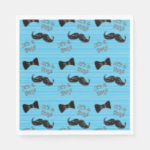 Mustache och Bowtie Blue Party Luncheon Napkins