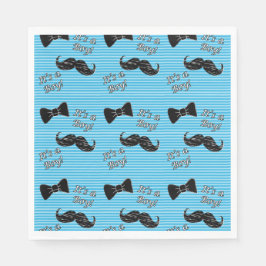 Mustache och Bowtie Blue Party Luncheon Napkins Pappersservett