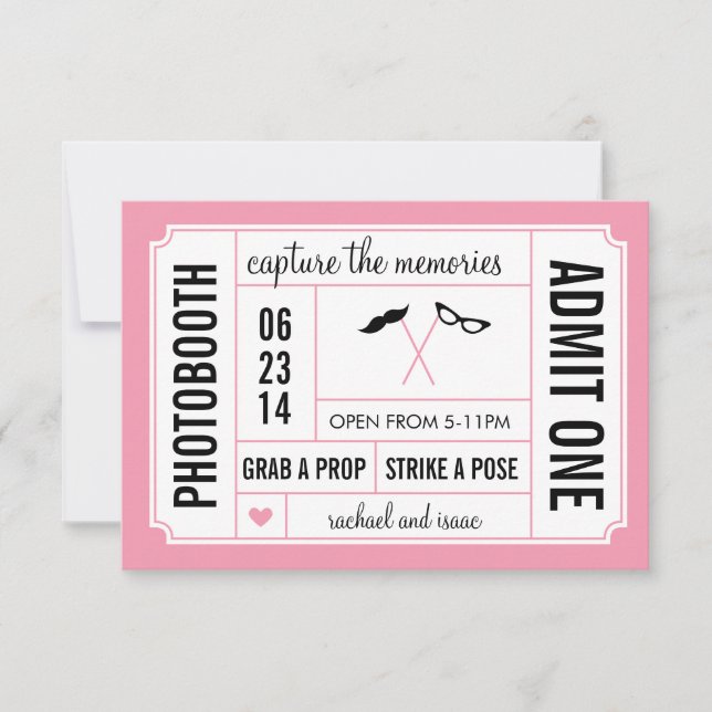 Mustache och Glass Props Photobooth Biljett (Framsida)
