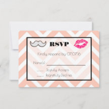 Mustache och Läppar Bröllop OSA på Peach Chevron