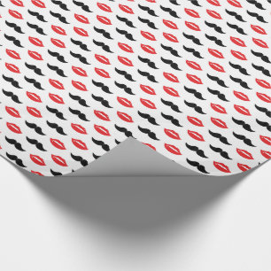 Mustache och Läppar Hans & Hers Bröllop Mönster Presentpapper