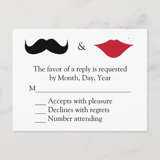 Mustache och läppar OSA Inbjudan Vykort (Framsida)