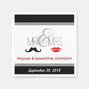 Mustache och Lipstick Napkins (svart) Pappersservett