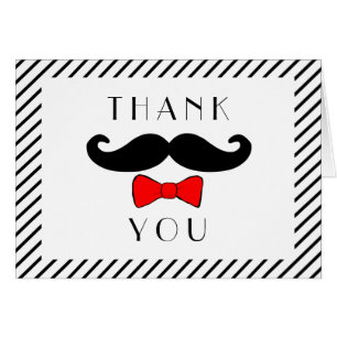 Mustache och Red Bowtie Tackkort OBS Kort