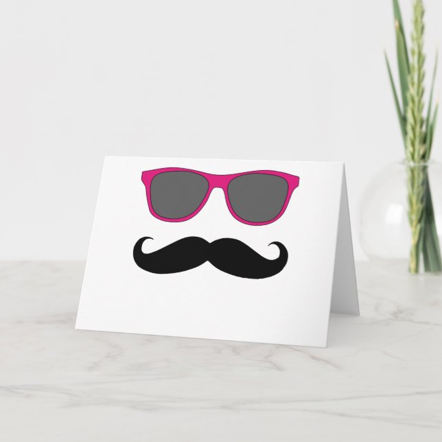 Mustache och Rosa Sunglasses Humor Kort (Framsida)