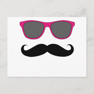 Mustache och Rosa Sunglasses Humor Vykort