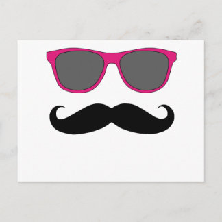 Mustache och Rosa Sunglasses Humor Vykort