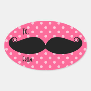 Mustache Oval Stickers Ovalt Klistermärke