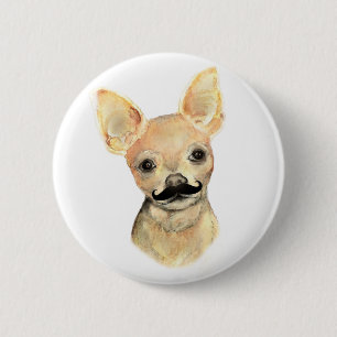 Mustache på en Cute Dog Humor Knapp