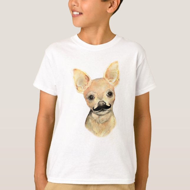 Mustache på en Cute Dog Humor Tee (Framsida)