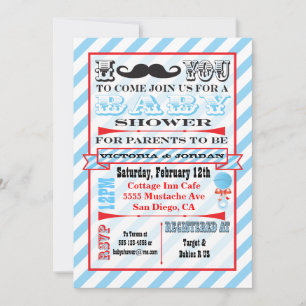 Mustache Par Baby Shower-inbjudningar Inbjudningar
