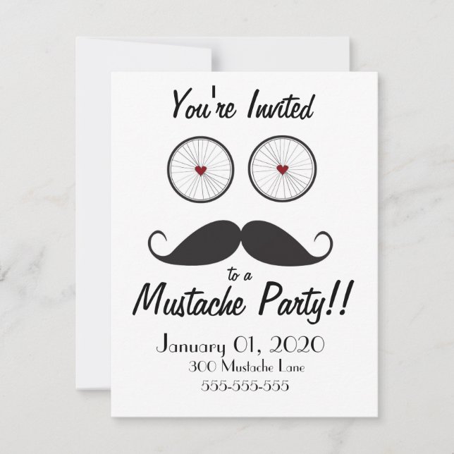 Mustache Party-inbjudan Inbjudningar (Framsida)