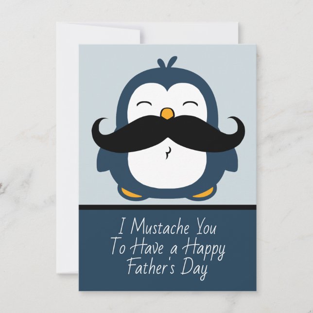 Mustache Penguin Fars dag | Blå (Framsida)