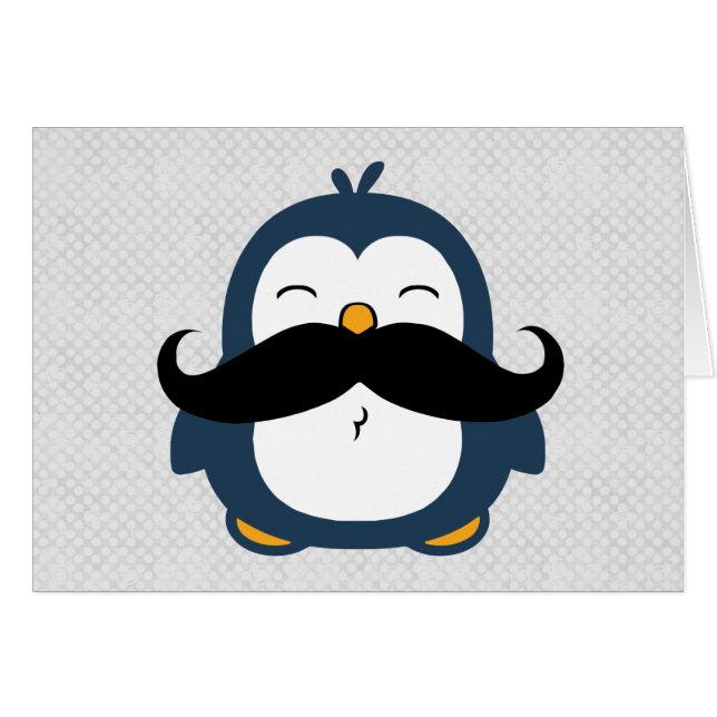 Mustache Penguin Hälsningskort (Framsidan Horizontal)