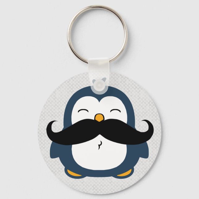 Mustache Penguin Nyckelring (Framsida)