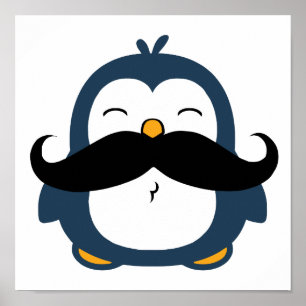 Mustache Penguin Trend Poster