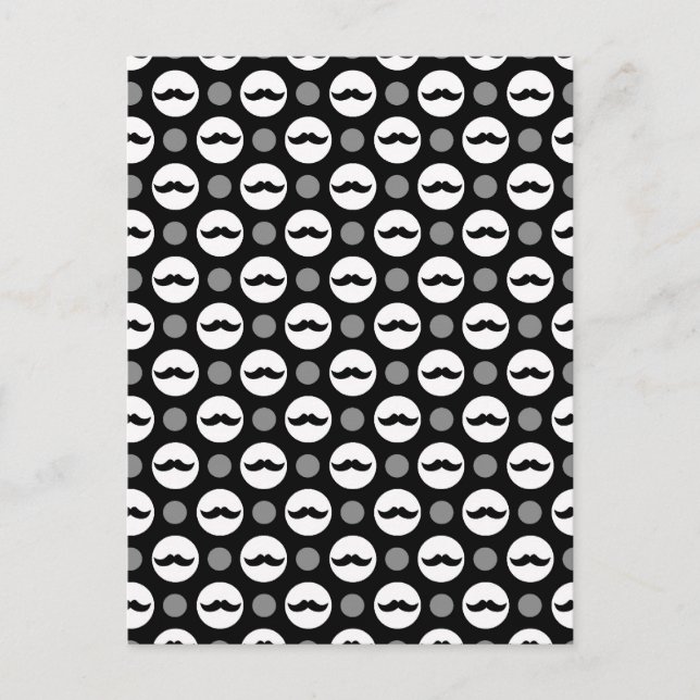 Mustache Polka dots Vykort (Framsida)