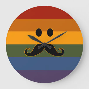 Mustache-Pridets anpassningsbar-väggklocka Stor Klocka